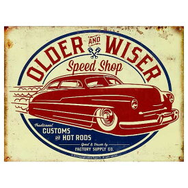 ホットロッド OLDER & WISER 50's SPEED SHOP レトロ調 アメリカンブリキ看板 アメリカ ブリキ看板 アメリカン雑貨 アメリカ雑貨 サインプレート ティンサイン メタルプレート ガレージ ポスター 看板 おしゃれ カフェ バー 店舗 インテリア