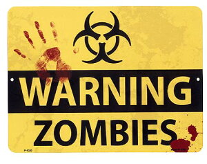 ゾンビに注意!! バイオハザード WARNING ZOMBIES 当店Sサイズ アメリカンブリキ看板 アメリカン雑貨 アメリカ 雑貨 サインプレート メタルプレート おしゃれ カフェ バー ガーデニング インテ