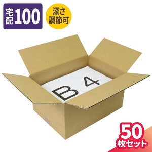 ダンボール 100サイズ 50枚 (380×270×200〜140) 深さ調節可 段ボール 100 ダンボール箱 段ボール箱 B4サイズ 梱包用 梱包資材 梱包材 梱包 B4 宅配100 箱 宅配箱 ヤマト 宅急便 ヤマト運輸 ゆうパック