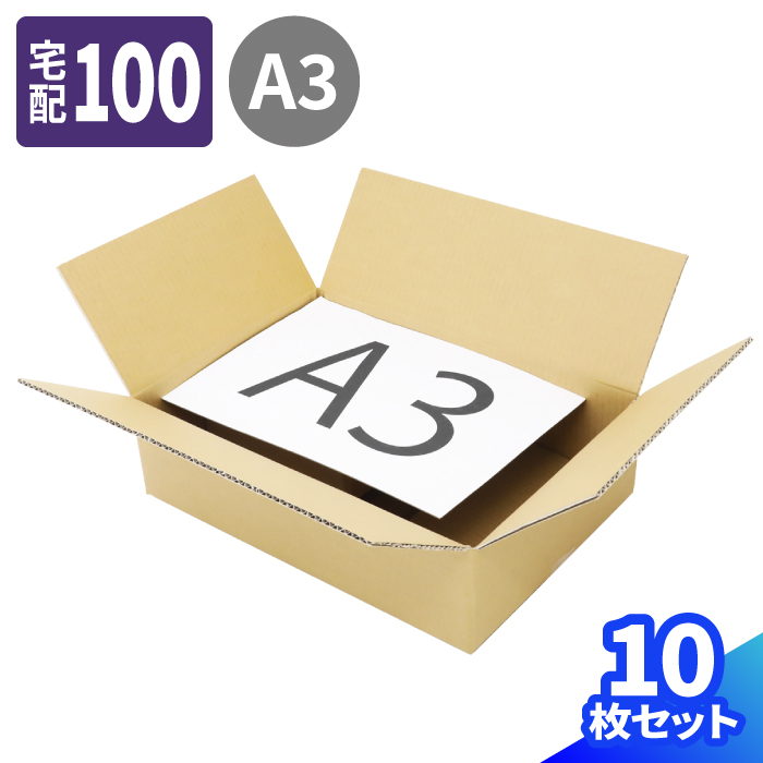 楽天市場】【送料無料】ダンボール 100サイズ 10枚 (489×339×131) A3