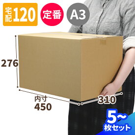ダンボール 120サイズ 5枚 10枚 (450×310×276) A3 120サイズ ダンボール 段ボール 120 ダンボール箱 宅配120 段ボール箱 梱包資材 梱包 箱 ヤマト 宅急便 ヤマト運輸 ゆうパック 佐川 宅配 引っ越し 引っ越し用 引越し ボックス 収納 通販 発送 クラフト (0263)