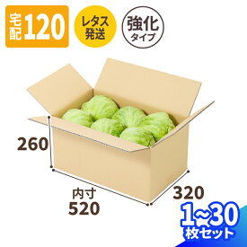 レタス10kg用 ダンボール 20サイズ 1枚～30枚 (520×320×260) レタス 段ボール 120 ダンボール箱 野菜 発送 段ボール箱 宅配120 箱 梱包資材 梱包材 梱包 箱 宅配箱 ヤマト 宅急便 ヤマト運輸 ゆうパック 佐川 宅配 (1576)