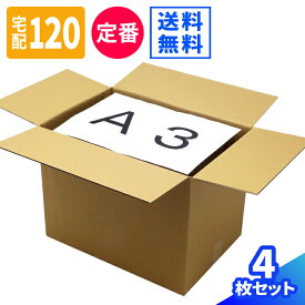 ダンボール 120サイズ 4枚 (470×330×350) A3 段ボール 120サイズ ダンボール箱 120 段ボール箱 梱包資材 梱包 箱 A3サイズ 発送 宅配 ヤマト 宅急便 ヤマト運輸 ゆうパック 佐川 引っ越し 引っ越し用 引越し 収納 衣類 整理整頓 書類 保管 荷造り 大型 大きい (0489)