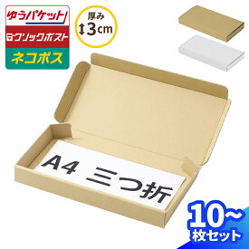 ネコポス 箱 3cm 最小サイズ 10枚～100枚 (230×115×26) A4 三つ折 ネコポス ダンボール 段ボール ダンボール箱 段ボール箱 ゆうパケット クリックポスト 梱包 梱包資材 梱包材 定形外 小型 アクセサリー メルカリ 発送 ハンドメイド 白 (0736/0737)