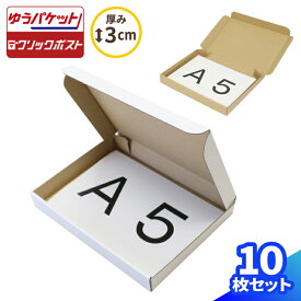 ゆうパケット 箱 A5 厚さ3cm 10枚 (220×158×25) ゆうパケット・クリックポスト対応 ダンボール ネコポス 段ボール A5サイズ ダンボール箱 段ボール箱 定形外 梱包 梱包資材 梱包材 ゆうパケットポスト 小型 小さい アクセサリー ハンドメイド 白箱 (0271/0402)