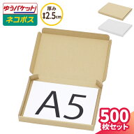 A5 ネコポス 箱 厚さ2.5cm 500枚 (223×157×22) ゆうパケット・クリックポスト対応 ダンボール A5サイズ…