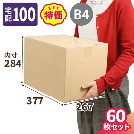 ダンボール 100サイズ 60枚 広告入 (377×267×284) B4サイズ 段ボール 100 ダンボール箱 段ボール箱 宅配100 箱 梱包用 梱包資材 梱包材 梱包 宅配箱 ヤマト 宅急便 ヤマト運輸 ゆうパック 佐川 宅配 引っ越し 引越し ボックス 書類整理 荷造り B4 (2053)
