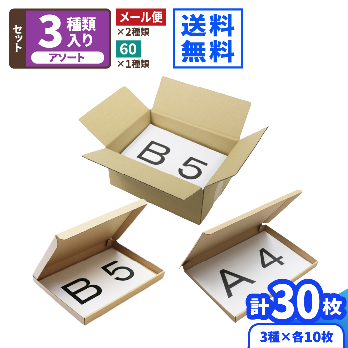 楽天市場】フリマアプリ発送用ダンボール箱セット(中) 3種×10枚(30枚