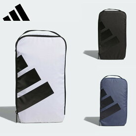 【セール】adidas アディダス メンズ ゴルフ シューズバッグ ボールドロゴ IKD01 24SS 春夏 ジップクロージャー 上部持ち手 リサイクル素材 開口部ジッパー ポリエステル ブラック ホワイト プリラブドインク