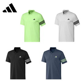 【セール】adidas アディダス メンズ ゴルフウェア シャツ 3ストライプス メッシュベントポロ IKK68 24SS 春夏 レギュラーフィット 2つボタン AEROREADY メッシュインサート 透湿性