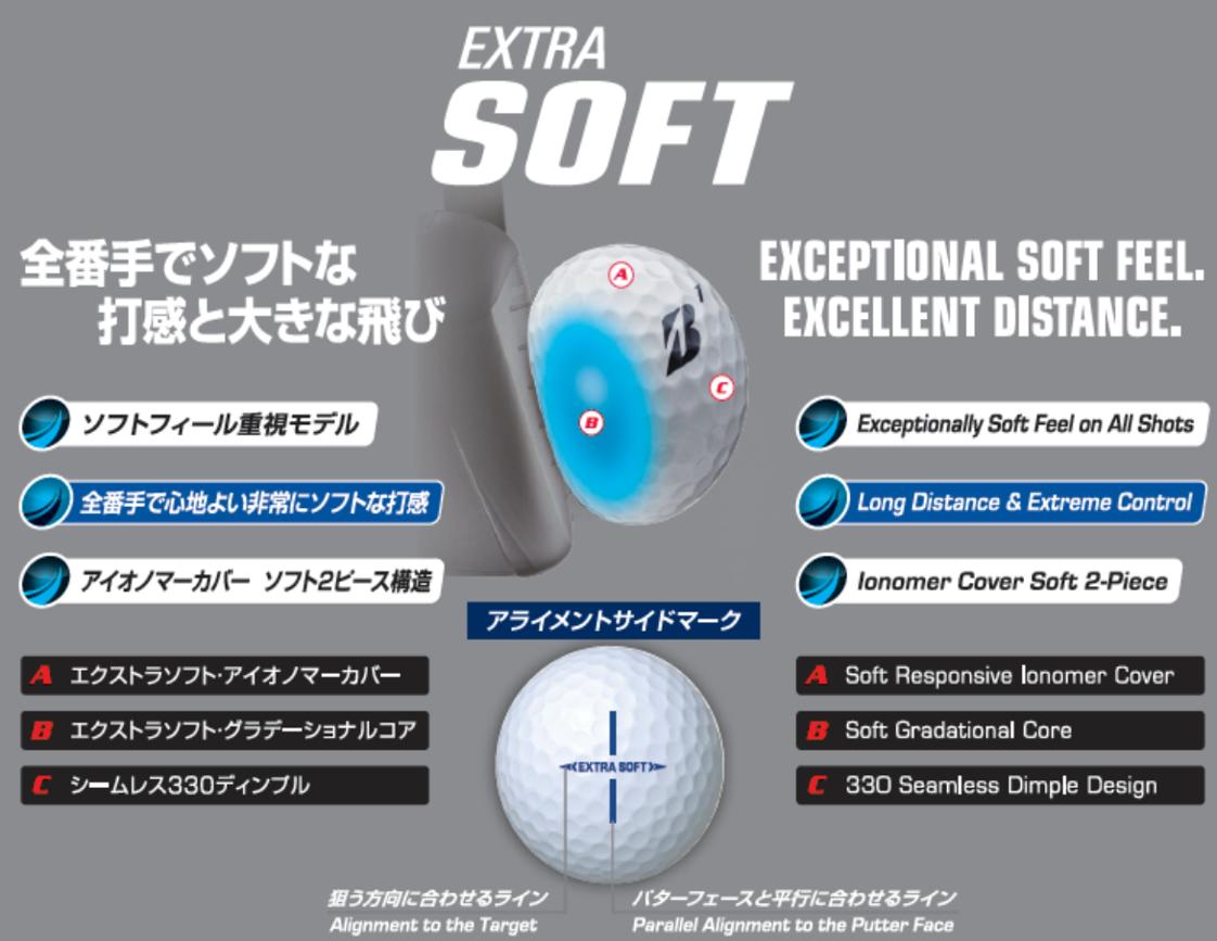 BRIDGESTONE GOLF ブリヂストンゴルフ ゴルフボール EXTRA SOFT エクストラソフト 2023年モデル 1スリーブ 3球入り 日本正規品 XCWXJ XCYXJ XCOXJ XCPXJ ホワイト イエロー オレンジ ゴルフ ピンク