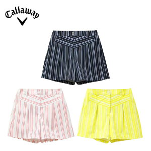 【セール】Callaway キャロウェイ レディース ゴルフウェア パンツ マルチストライププリントショートパンツ C23127201 23SS 春夏 8WAYストレッチ ピンクのみ透け防止 ネイビー ピンク イエロー 代