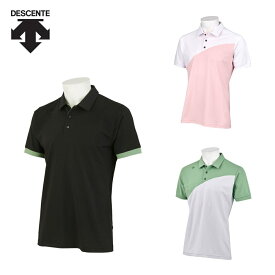 30％OFF セール DESCENTE デサント メンズ ゴルフウェア シャツ EXcDRY DTec ハイゲージ鹿の子切り替え DGMVJA17 23SS 春夏 高速ドライ 吸汗速乾 UV CUT UPF50 ストレッチ 送料無料