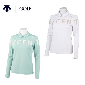 DESCENTE GOLF デサントゴルフ レディース ゴルフウェア シャツ スムース裏起毛長袖シャツ DGWWJB11 23FW 秋冬 ロゴ ニット