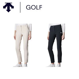 DESCENTE GOLF デサントゴルフ レディース ゴルフウェア パンツ BASIC SERIES ロングパンツ DGWXJD02 24SS 春夏 2WAYストレッチ 耐久はっ水 UV CUT UPF50 ハイウエスト高級感 ナイロン ポリウレタン ベージュ ブラック