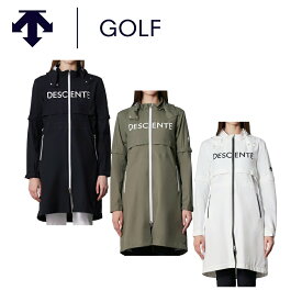 【SS期間中エントリーで店内全品P10倍】DESCENTE GOLF デサントゴルフ レディース ゴルフウェア レインウェア レインワンピース DGWXJF01 24SS 春夏 耐久はっ水 2WAYストレッチ ロゴプリント 止水ファスナー ゴムスピンドル 収納袋付き ナイロン ポリウレタン ポリエステル