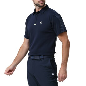 【セール】FOOTJOY フットジョイ メンズ ゴルフウェア シャツ DRY THROUGHLIGHT エックスプリント半袖シャツ 81794 24SS ドライスルーライト 快適性 エックスプリントディテール ラウンドカッティング ネイビー ホワイト