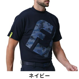 【セール】FOOTJOY フットジョイ メンズ ゴルフウェア シャツ ビッグFJロゴ半袖モックネックシャツ 81814 24SS 春夏 吸汗速乾性 UVカット メッシュ素材 FJロゴ カモフラージュパターン ポリエステル ネイビー ホワイト