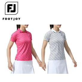 40%OFF セール FOOTJOY フットジョイ レディース ゴルフウェア シャツ FJアウトラインプリント 半袖 スキッパーポロ 81925 24SS 吸汗速乾 メッシュ素材 FJロゴ クルーネックカラー ネオピンク ホワイト
