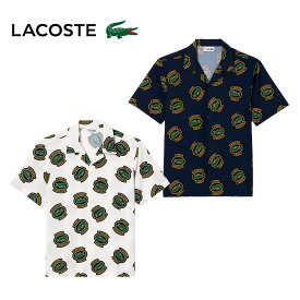 【セール】LACOSTE ラコステ メンズ ゴルフウェア ウルトラドライオープンネック総柄シャツ CH7568-99 24SS 春夏