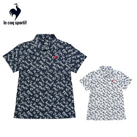 【SS期間中エントリーで店内全品P10倍】【セール】le coq sportif ルコックスポルティフ レディース ゴルフウェア シャツ ストレッチフォーサー 手書きロゴ柄半袖シャツ QGWXJA18 24SS 春夏 吸汗速乾 ストレッチ UVCUT UPF50 SUNSCREEN DESCENTE ECO グラフィック柄