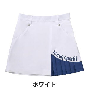 【セール】le coq sportif ルコックスポルティフ レディース ゴルフウェア スカート RIJOUME アシンメトリープリーツスカート QGWXJE24 24SS 春夏 はっ水 ストレッチ ボタン ミッドライズ ブラック ホ