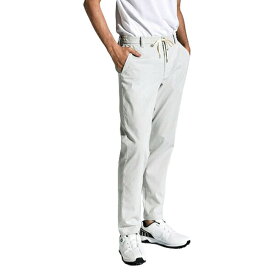 【セール】Munsingwear マンシングウェア メンズ ゴルフウェア パンツ ストレッチT Cストライプサッカーパンツ MGMXJD13 24SS 春夏 ストライプ柄 ペンギンロゴ インゴムと紐の仕様 ポリエステル 綿 ポリウレタン ブルー ホワイト