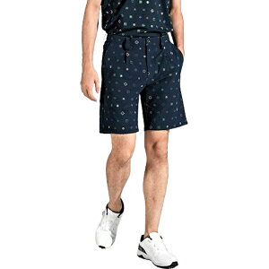 【セール】Munsingwear マンシングウェア メンズ ゴルフウェア パンツ モチーフプリントショートパンツ MGMXJD52 24SS 春夏 吸汗機能 ストレッチ性 総柄デザイン ブランドロゴ ジャカードゴム ネイ