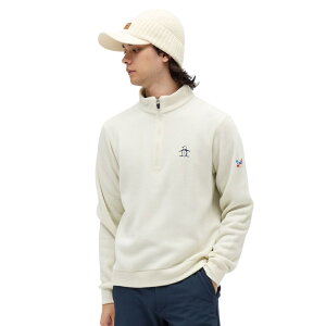 【セール 10%OFF】Munsingwear マンシングウェア メンズ ゴルフウェア ブルゾン 吸湿発熱スタンドカラーハーフジップカットソー MG5FSW80M 25FW 秋冬 スタンドカラーミドラー セーター風デザイン ロ