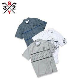 【セール 20%OFF】 SY32 by SWEETYEARS エスワイサーティトゥバイスィートイヤーズ メンズ ゴルフウェア シャツ GRAPHIC CROSS LOGO MOCK SYG-25S035 25SS 春夏 ストレッチ 吸水速乾 UV加工 クロスロゴ ポリエステル チャコール ベージュ ホワイト