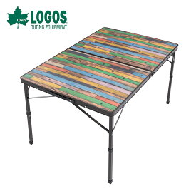 LOGOS ロゴス アウトドア 机 テーブル Old Wooden 丸洗いダイニングテーブル 12080 73188047 ダイニングテーブル 高さ2段階調節 コンパクト収納 足元すっきり設計 水洗い可能 角形フレーム ヴィンテージ古材風天板 BBQ キャンプ