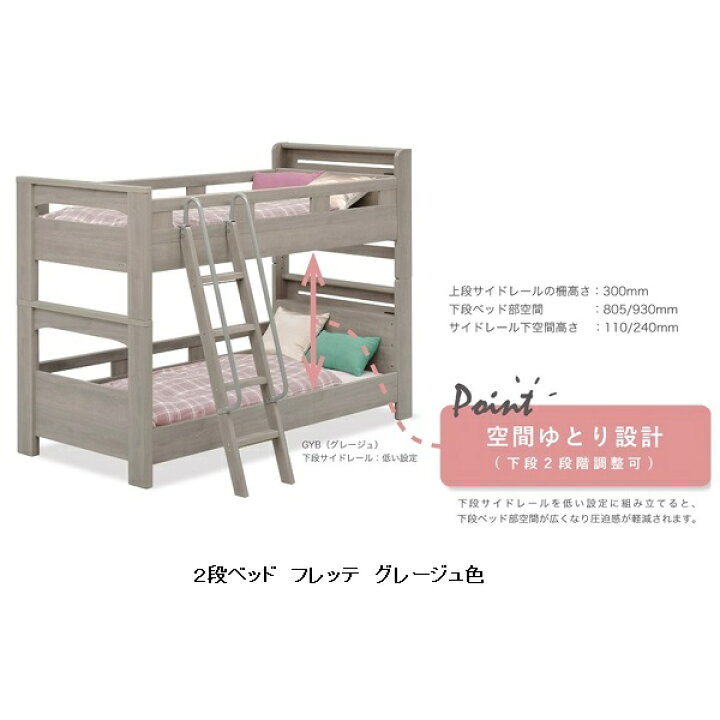 楽天市場】Granz(グランツ) 2段ベッド フレッテ キャビネットタイプ2 