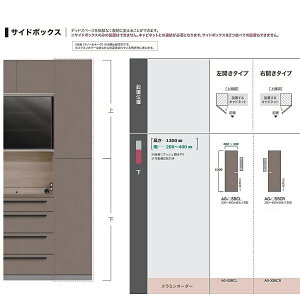 綾野製作所オーダーサイドボックス下 ADEL(アデル)AG-SBCL/SBCR(左右開きあり)本体:トープグレイ 前板定番:トープグレイ、オーダー3色対応/メラミンオーダー60色可動棚3枚付 納期5週間