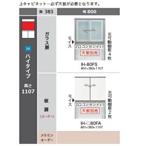 綾野製作所80上キャビネット(板扉)CAMBIA(カンビア)IH-80FA高さ:1107mm定番色:パールホワイト色(P)オーダー色:12色対応メラミンオーダー60色対応開梱設置送料無料(沖縄・北海道・離島は除く)