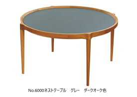 【送料無料】5年保証 浜本工芸製ネストテーブル No.6000T-6000(90Φ)メラミン木部：オーク材カラー：3色対応(NA/DA/CA)天板：3色対応(グレー/レッド/ブルー)受注生産 納期約35日送料無料(玄関前配送)北海道・沖縄・離島は除く
