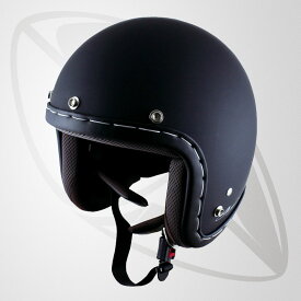 ジェット型ヘルメット ハンドメイドステッチ Mad Black マッドブラック (BJS-65GX) スモールジェットヘル・全排気量対応・SG規格認定・ディープフリーサイズ