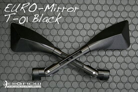 バイクミラー ユーロT01ミラー（ブラック アルマイト）CNCアルミ削り出し製