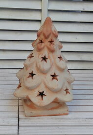テラコッタ製クリスマスツリー ノエル 38cm　陶器製 お庭づくりのアクセント 玄関 ガーデニング 雑貨 置物 ナチュラル おしゃれ かわいい