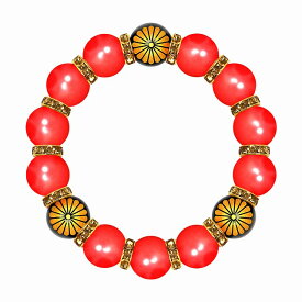 数珠 ブレスレット オラオラ系 数珠ブレスレット ヤクザ ヤンキー 太め14mm ロンデル×菊A カーネリアン 彫刻 楽ギフ_包装 紳士 Men's メンズ ファッション アクセサリー ちょいワル 悪羅悪羅系