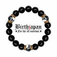 数珠 ブレスレット オラオラ系 数珠ブレスレット ヤクザ ヤンキー 太め12mm ロンデル×オニキス 水晶 楽…