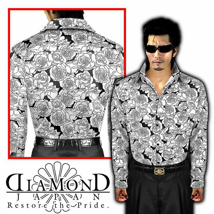 楽天市場】花柄 普通襟ドレスシャツ バロック柄 白 服 オラオラ系 悪羅  