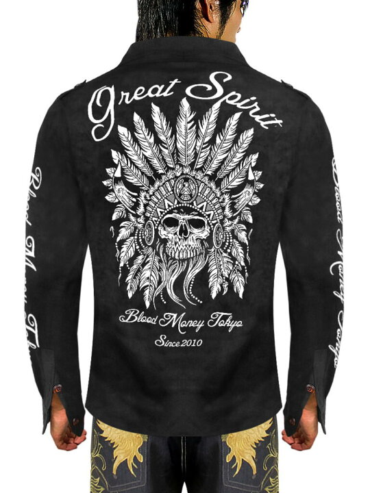 楽天市場 インディアンスカル柄 スウェードシャツ 長袖シャツ 黒 服 オラオラ系 悪羅悪羅系 ヤクザ ヤンキー チョイ悪 チョイワル 派手 メンズ ファッション 悪党の店 卍 バースジャパン