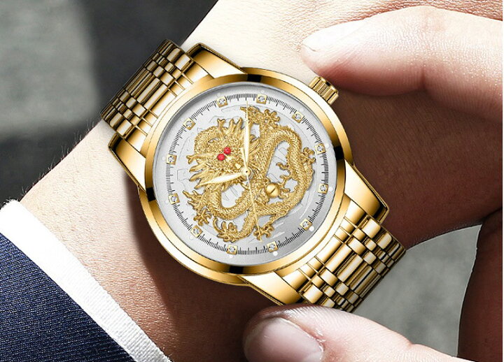 楽天市場 011 金 銀 龍神モチーフ クォーツ式 腕時計 メンズ ファッション 紳士用 男物 おしゃれ ジルコニア 電池 防水機能付き 立体彫刻 オラオラ系 ヤクザ ヤンキー チンピラ 派手 悪党の店 卍 バースジャパン