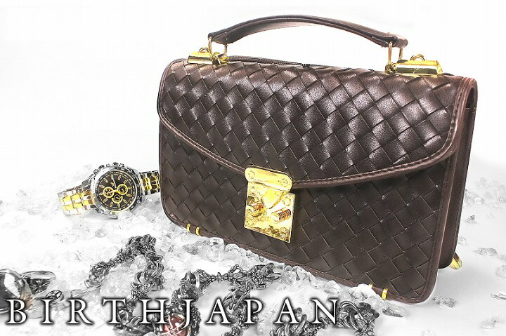 楽天市場 セカンドバッグ オラオラ系 ヤクザ ヤンキー メンズ ファッション 鞄 64 茶色 格子柄 小物 編みこみあみこみ ちょいワル 悪羅悪羅系 悪党の店 卍 バースジャパン