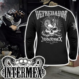 長袖 Tシャツ 服 メンズ ファッション INTERMEX コブラスカル 髑髏 クラウン 蛇 パイソン ロンT itm-042 黒 白 ギャング バイカー ライダース バイク乗り B系 HIPHOP系 チカーノ ヤクザ ヤンキー オラオラ系 派手