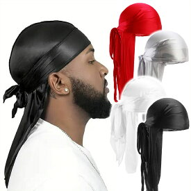 【白：2/16頃入荷予定】シルクサテン ターバン デュラグ ドゥーラグ デューラグ ドゥラグ 006 黒 白 ストリート ダンス HIPHOP B系 バイカー バイク乗り ツーリング ライダース ヤクザ ヤンキー オラオラ系 帽子 派手 メンズ ファッション