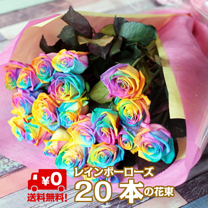 楽天市場 レインボーローズ バラ 花束 本 虹色のバラ レインボー ローズ 薔薇 感動のバラ 送別 卒業 生花 花 ブーケ お花 フラワー おすすめ 人気 歓送迎 退職 開店祝い 結婚祝い ギフト プレゼント お返し バレンタイン Bises Flower