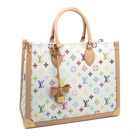 [返品OK] ルイヴィトン LV×TMオンザゴートランクMM M13079 モノグラムキャンバス マルチカラー トートバッグ 村上隆 ホワイト 白 【中古】【送料無料】