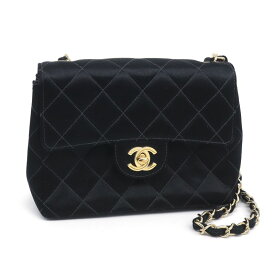 [返品OK] シャネル ミニマトラッセ チェーンショルダーバッグ サテン ブラック 肩掛けバッグ クロスボディバッグ ココマーク CC 黒 【中古】【送料無料】