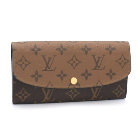 [返品OK] ルイヴィトン ポルトフォイユエミリー M82157 モノグラムリバース ホック長財布 フラップ長財布 ロングウォレット ブラウン 【中古】【送料無料】